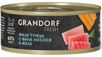 Grandorf Fresh Cat Adult Консервы для кошек филе тунца с филе лосося в желе, 70г