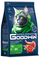 Goodwin Сухой корм для стерилизованных кошек и кастрированных котов, для вывода шерсти, с ягнёнком
