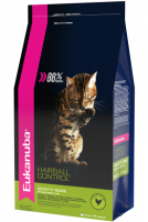 Eukanuba Hairball для взрослых кошек живущих в помещении, способствующий выведению шерсти