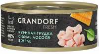 Grandorf Fresh Cat Adult Консервы для кошек куриная грудка с филе лосося в желе, 70г