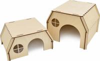 Зооэкспресс Домик для грызунов из фанеры с плоской резной крышей, 20х15 см
