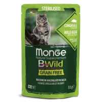 Monge Cat BWild GRAIN FREE пауч из мяса дикого кабана с овощами для стерилизованных кошек, 85г