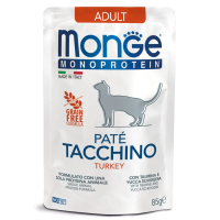 Monge Cat Monoprotein Pouch паучи для взрослых кошек, из индейки, 85г