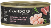 Grandorf Fresh Cat Adult Консервы для кошек куриная грудка с утиным филе в желе , 70г
