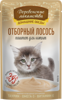 Деревенские лакомства, влажный корм для котят, отборный лосось, паштет