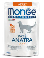 Monge Cat Monoprotein Pouch паучи для взрослых кошек, из утки, 85г