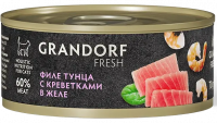 Grandorf Fresh Cat Adult Консервы для кошек филе тунца с креветками в желе, 70г