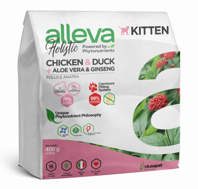 Alleva Holistic Kitten Chicken & Duck Сухой корм для котят с курицей, уткой, алоэ вера и женьшенем
