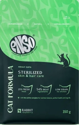 Enso Cat Formula Sterilized сухой корм для стерилизованных кошек со свежим кроликом и малиной