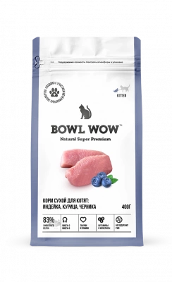 Bowl Wow Сухой корм для котят, с индейкой, курицей и черникой