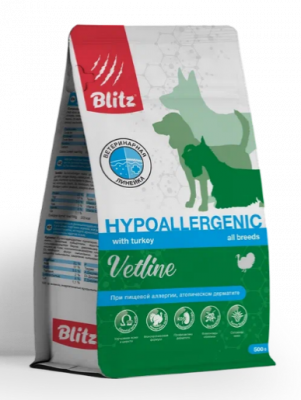 Blitz Vetline Hypoallergenic сухой диетический корм для собак при аллергии и атопическом дерматите