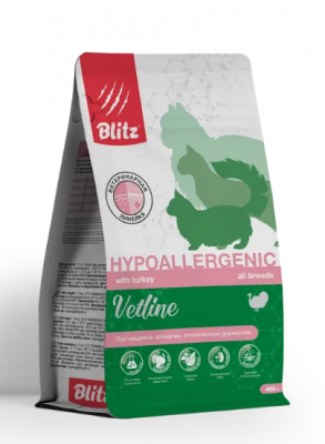Blitz Vetline Hypoallergenic сухой диетический корм для кошек при аллергии и атопическом дерматите