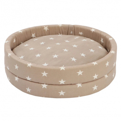 Rich Breed Lowcost Лежанка круглая поплин средняя, 40*40*12 см, звезды на коричневом
