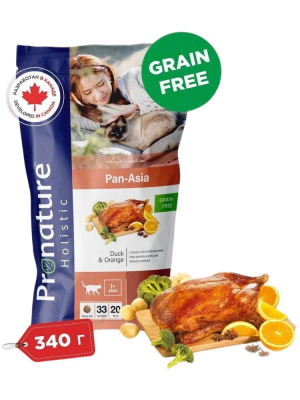 Pronature Holistic Pan-Asia корм для кошек, беззерновой, утка с апельсином