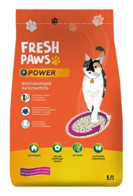 Fresh Paws Power наполнитель впитывающий минеральный для кошачьего туалета 