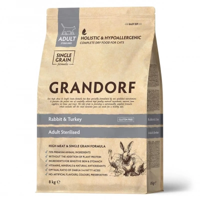 Уценка: Grandorf Cat Rabbit & Turkey Sterilised Сухой корм для стерилизованных кошек, кролик с индейкой (Повреждена упаковка)