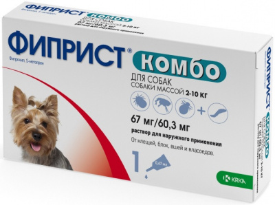 KRKA Фиприст Комбо капли на холку для собак, 2-10кг 0,67мл, 1 пипетка