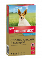 Elanco Адвантикс 100 капли на холку для собак от блох,клещей и летающих насекомых для собак, 4-10 кг