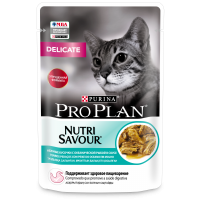 Pro Plan Nutrisavour Delicate для кошек с чувствительным пищеварением, океаническая рыба 85гр