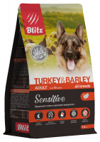 Blitz Adult Sensitive Turkey&Barley сухой корм для взрослых собак, индейка и ячмень