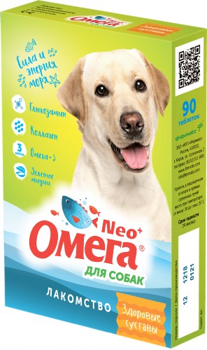 Омега NEO+ мультивитаминное лакомство с глюкозамином и коллагеном для собак (здоровые суставы) 90т
