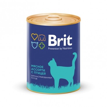 Brit Premium консервы для кошек мясное ассорти с птицей для кастрированных котов 340гр