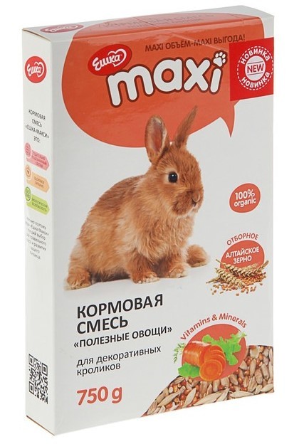 Ешка Maxi кормовая смесь для декоративных кроликов, овощи 750гр