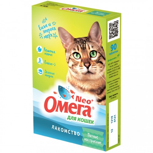 Омега NEO+ мультивитаминное лакомство с кошачьей мятой для кошек 90 т