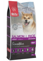 Blitz Adult Sensitive Salmon & Rice сухой корм для взрослых собак, лосось и рис