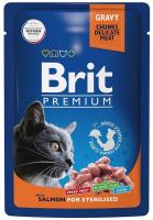 Brit Premium пауч для взрослых стерилизованных кошек лосось в соусе 85гр