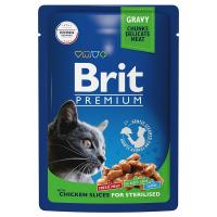Brit Premium пауч для кастрированных котов и стерилизованных кошек, цыпленок 85гр