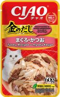 Inaba Ciao Kinnodashi Влажный корм для кошек, тунец магуро и тунец кацуо в желе