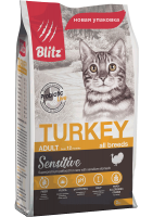 Blitz Sensitive Adult Cats сухой корм для взрослых кошек с индейкой