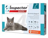 Inspector Quadro Капли от внешних и внутренних паразитов для кошек, (от 4 до 8кг)