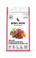 Bowl Wow Сухой корм для щенков средних пород, индейка, ягненок с рисом и брусникой