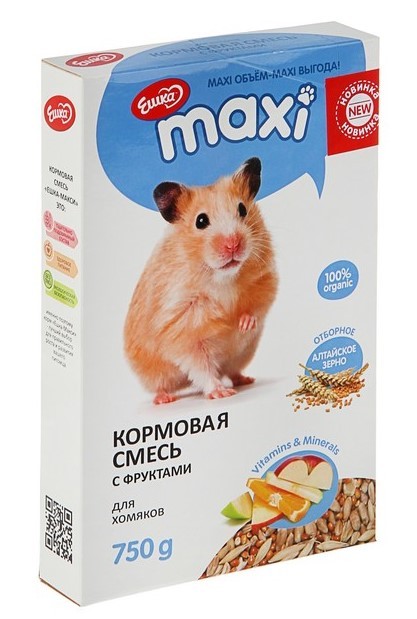 Ешка Maxi кормовая смесь для хомяков фрукты 750 гр