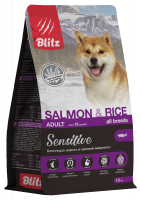 Blitz Adult Sensitive Salmon & Rice сухой корм для взрослых собак, лосось и рис