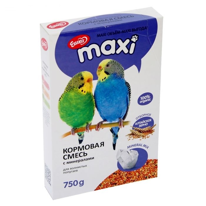 Ешка Maxi Кормовая смесь для волнистых попугаев, 750 г (минерал)