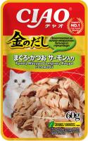 Inaba Ciao Kinnodashi Влажный корм для кошек, тунец магуро и тунец кацуо с семгой в желе
