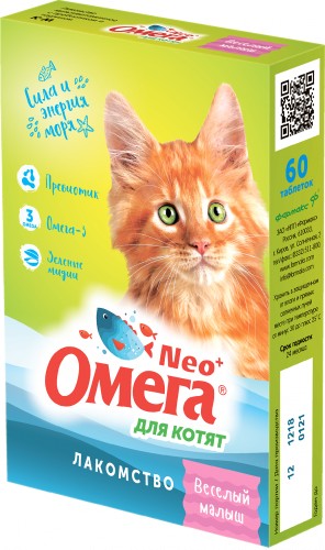 Омега NEO+ мультивитаминное лакомство для котят пребиотиком и таурином 60т