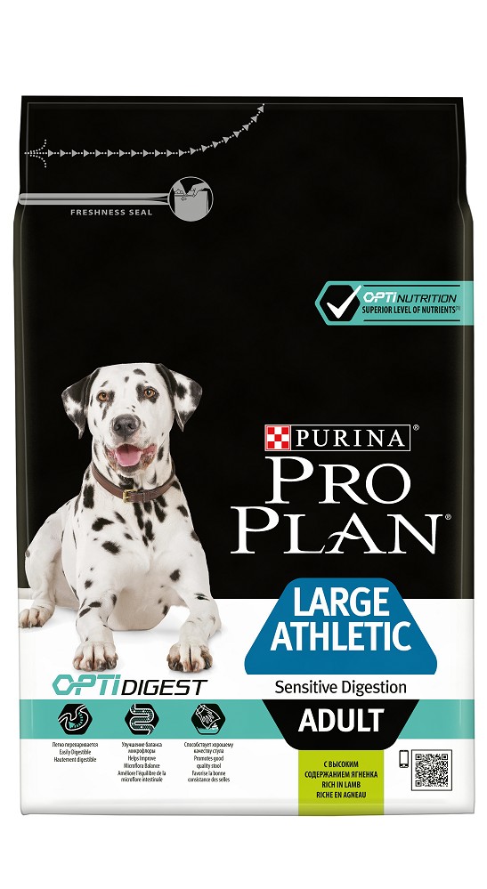 Pro Plan Large Athletic Adult, для собак крупных пород, чувствительное пищеварение, ягненок