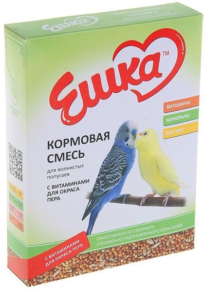 Ешка Кормовая смесь для волнистых попугаев, витамины для окраса пера 500 г