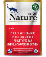 Prime Nature Пауч для взрослых кошек, курица с морским окунем в желе 100гр