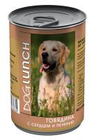 Dog Lunch консервы для собак, говядина с сердцем и печенью в желе