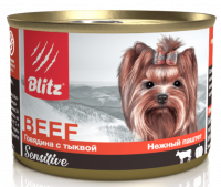 Blitz Sensitive корм для собак мелких пород всех возрастов, говядина с тыквой