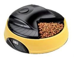 Feed ex Автоматическая кормушка для кошек и собак с емкостью для льда или воды с ЖК дисплеем для любого вида корма 4 кормления. цвет желтый