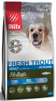 Blitz Holistic Adult Fresh Trout низкозерновой корм для взрослых собак всех пород, форель