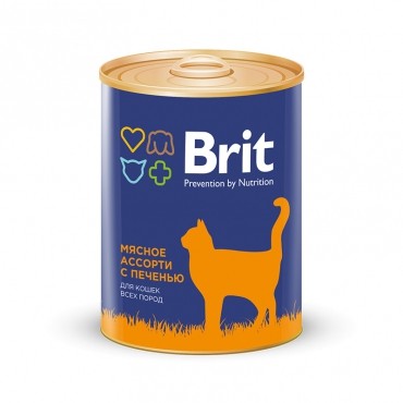 Brit Premium консервы для кошек мясное ассорти с печенью 340гр