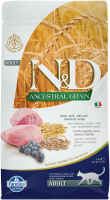 Farmina N&D Ancestral Grain низкозерновой корм для взрослых кошек, ягненок и черника