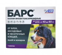 АВЗ Барс капли инсектоакарицидные для собак от 40 до 60 кг, 4,02мл, 1 пип